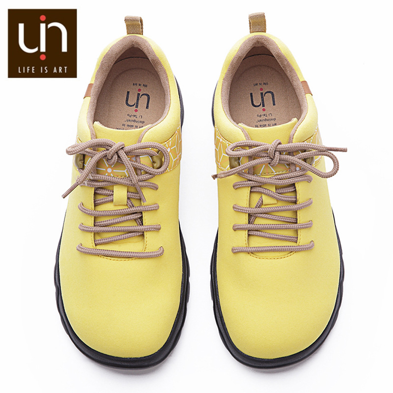 Uin quebec -serien höst/vinterskor för kvinnor/män mikrofiber mocka sneakers breda fötter utomhus casual casual skor lätt: Gul / 35
