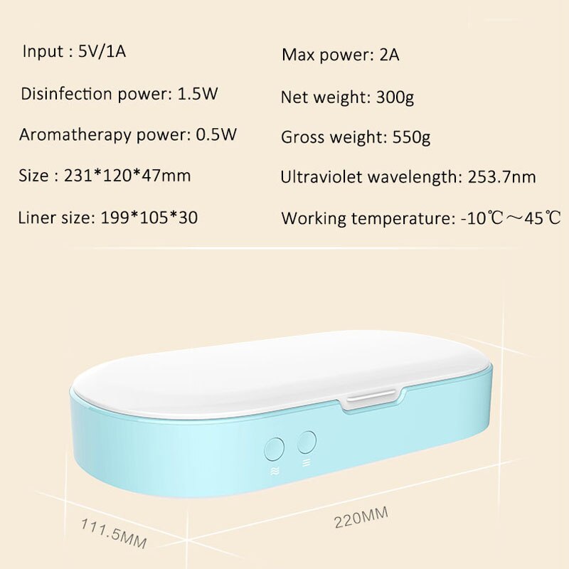 5V UV Sterilizer Mini Portable Cleaning Box Personal Care Ultraviolet Disinfector Cabinet For Phone Jewerly with Aromatherapy