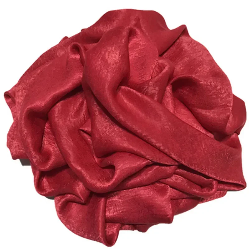 Tela de piel de melocotón de gasa crepé brillante, Material de vestido satinado de seda fluorescente