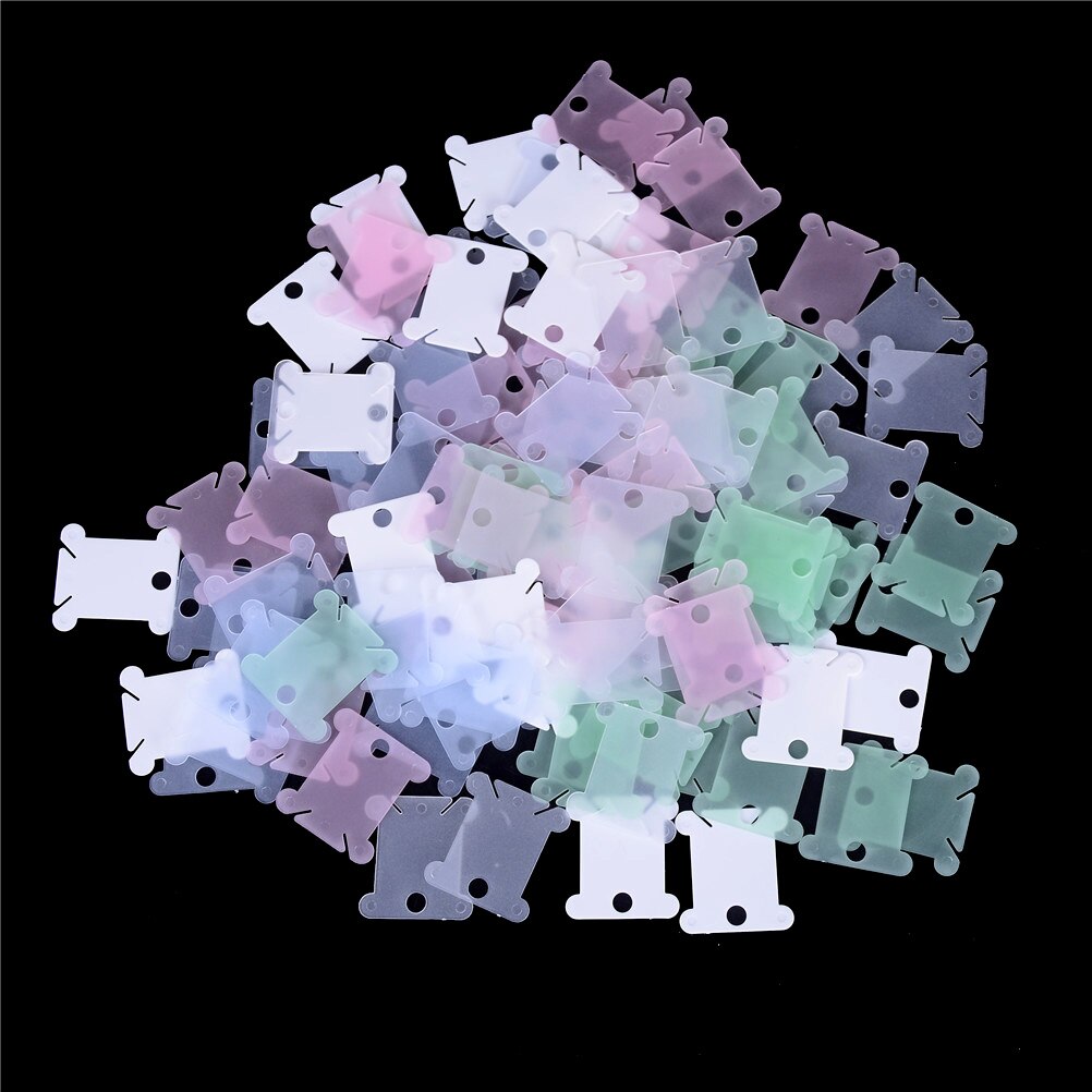 100Pcs/Pack Plastic Thread Bobbins Plastic Storage Holder Embroidery Floss Craft Thread Bobbin Cross Stitch