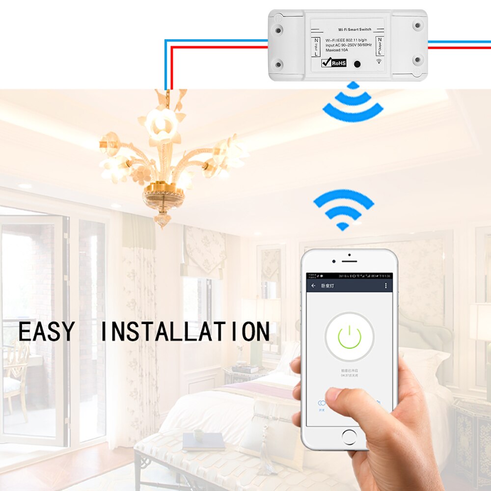 10A 220V Smart Home Wifi Wireless Switch Remote Control Home Automation Relay Module Smart Wifi Switch