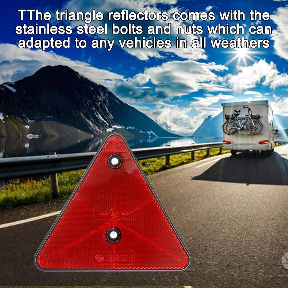 Red Triangle Reflectors For Gate Posts, Rear Reflectors Screw-on, Caravan Triangle Reflective For Trailer Bike Truck Lorry