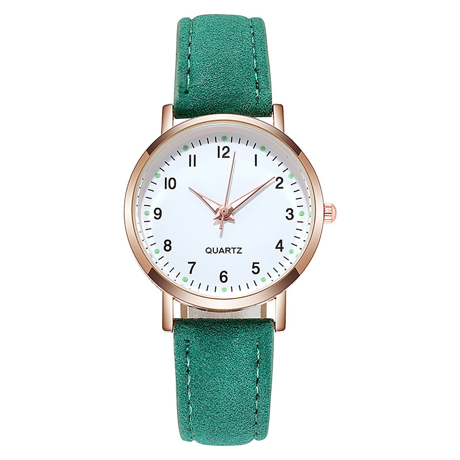 Dames Diamanten Bezaaid Lichtgevende Retro Vrouwelijke Horloge Lederen Riem Quartz Horloge Vrouwen Eenvoud Casual Decoratie Horloges: green
