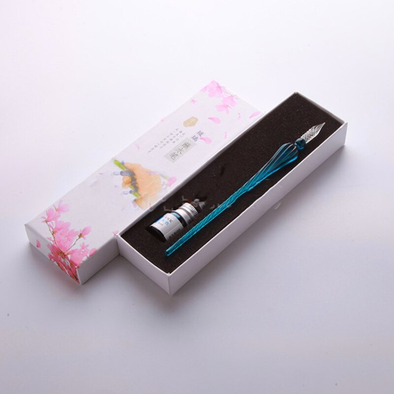 Vintage Handmade Glass Dip Signature Ink Fountain Pen Writing Tool Offices School Stationery With Box
