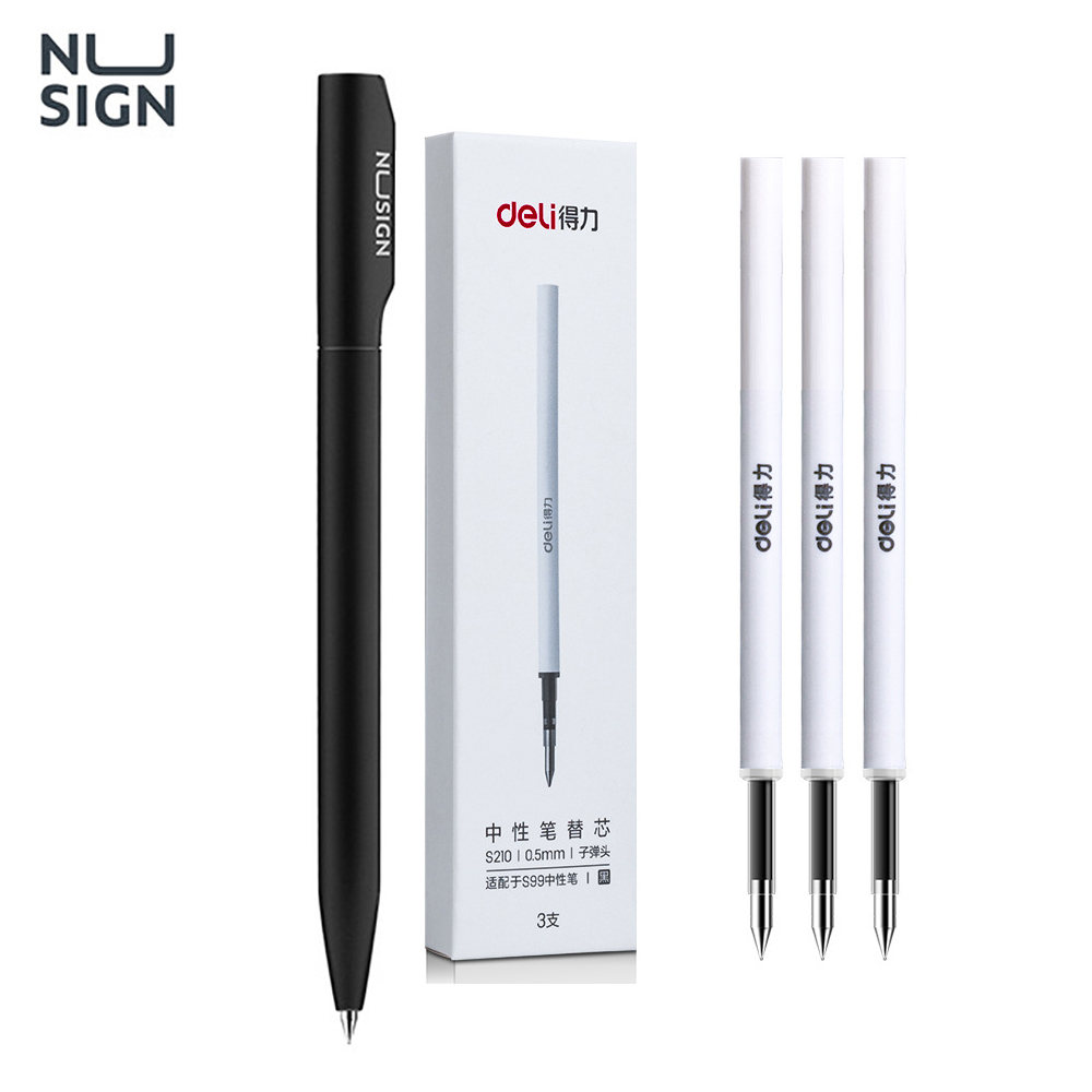 NUSIGN Gel Pen 0.5MM Refill for Xiaomi Sign Pens Colorful Neutral Pens Rotary Switch Smooth Writing Pen For Office Home School: Purple Red