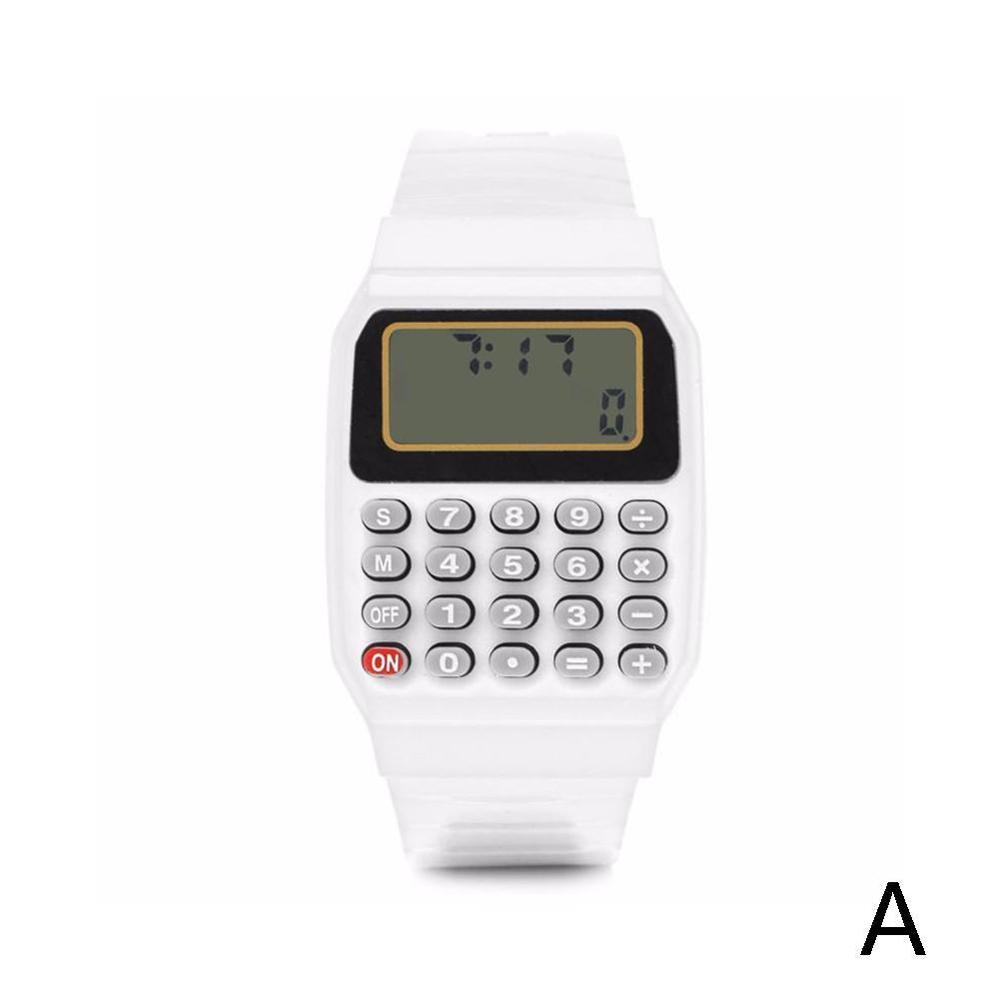 Barn silikone elektronisk lommeregner dato tid multifunktions armbåndsur lommeregner ure: -en