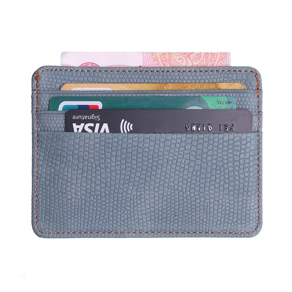 Women Men PU Leather Bank ID Card Wallet Holder Durable Slim Simple Travel Business Case With Purse Card Holder: Gray