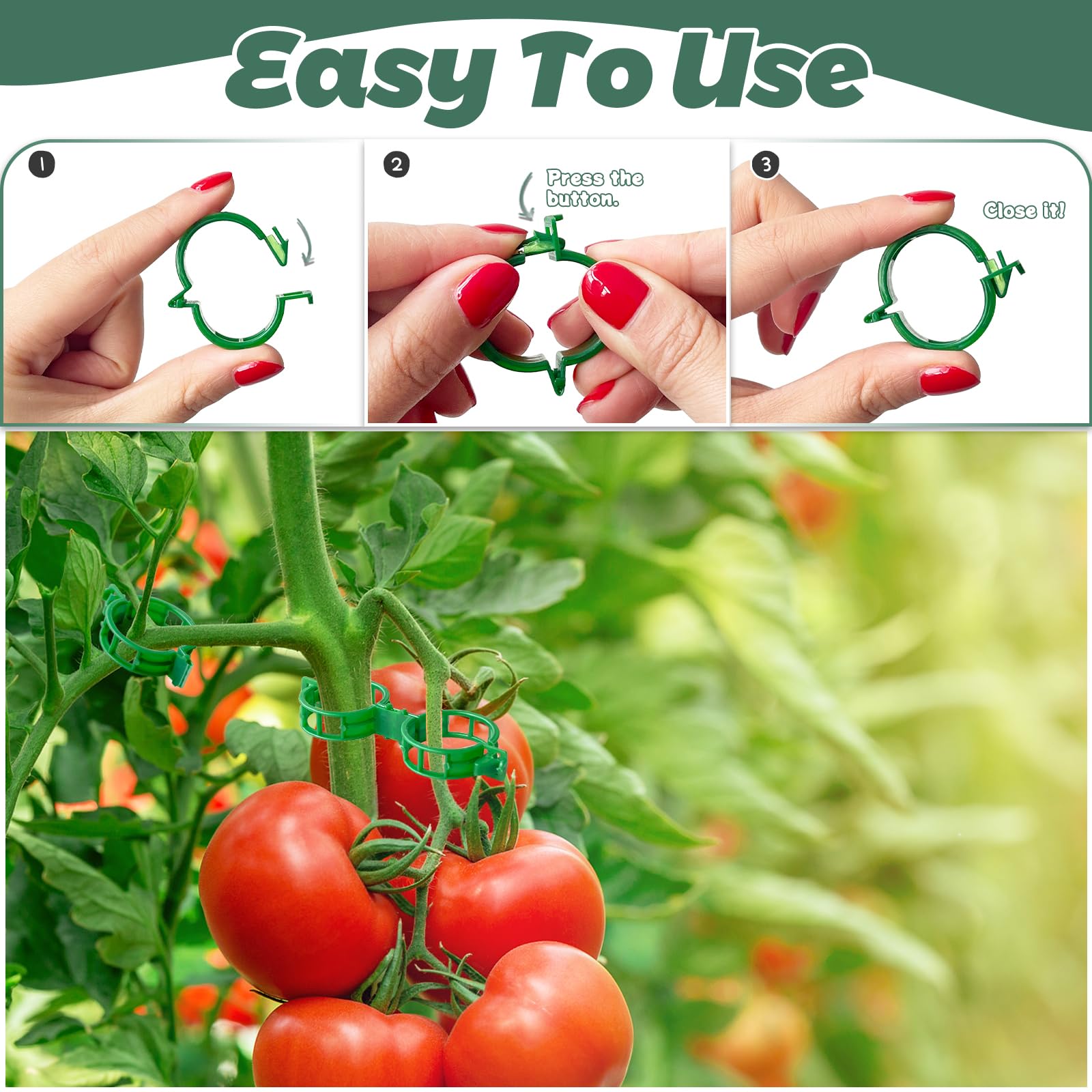 Clips de soporte para plantas, clips para tomate para enrejado de cuerdas, clips de flejado de vid de uva para red de jardín, soporte para plantas trepadoras