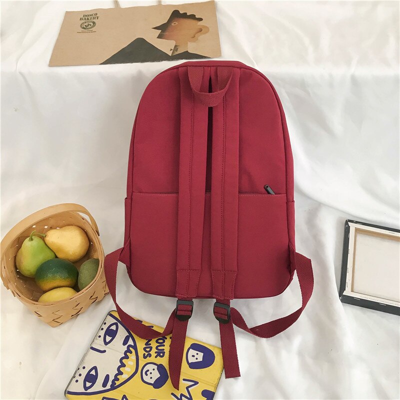 3set Solid Color School Bags Casual Women Backpack Shoulder Bag School Bags For Teenager Girl Mochilas Female Backpack
