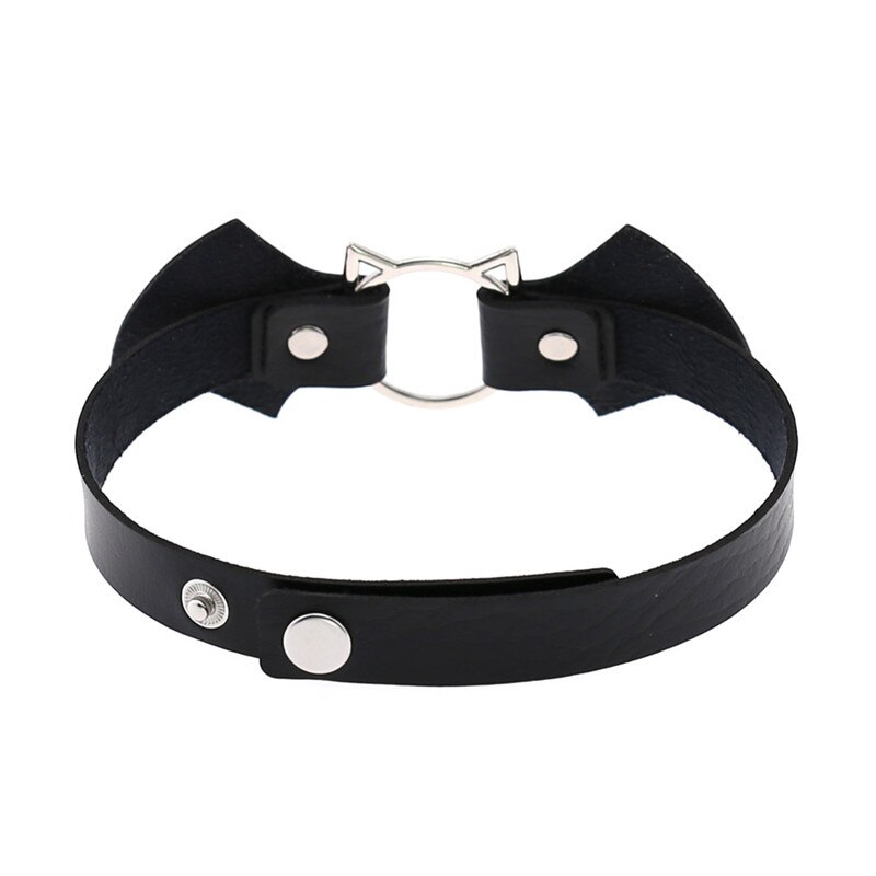 Sitaicery Punk Bat Collar Choker Women Necklace Kit Head PU Leather Choker Gothic Necklace Chain Jewely Accessories