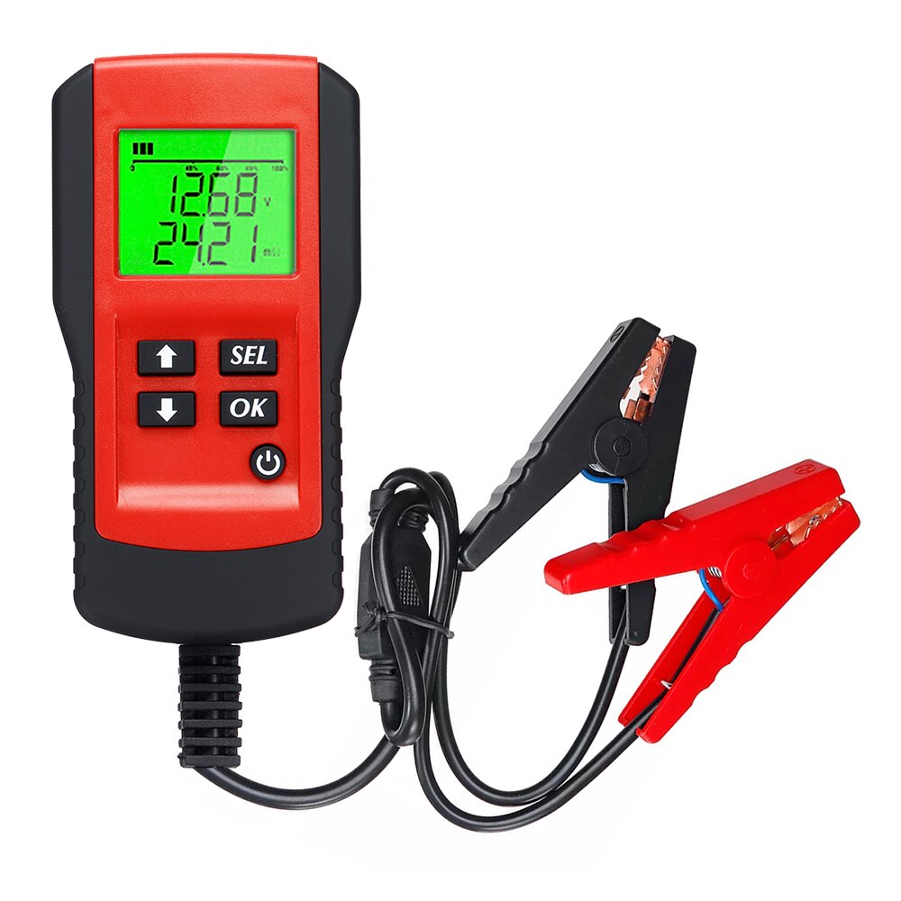 Bil diagnostisk værktøj batteri tester 12v belastning test analysator af batteriets levetid procent spænding til bilens hurtige opladning: Rød