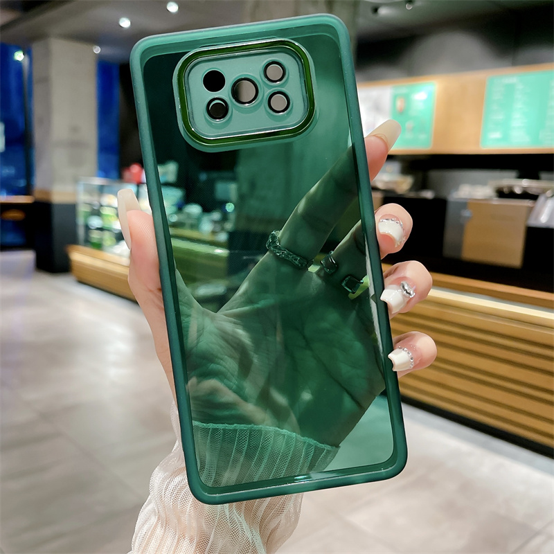 Funda de silicona transparente para Xiaomi Mi Poco X3 Pro Nfc X5 Pro Poko X 3, cubierta protectora de cristal para lente en Pocox3 Pocox5 X3pro X3nfc: Aluminio / Azul cielo