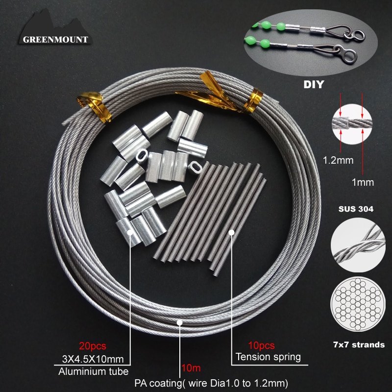 10 m 120lb havfiskeleder i rustfrit stål wire 7 x ... – Vicedeal