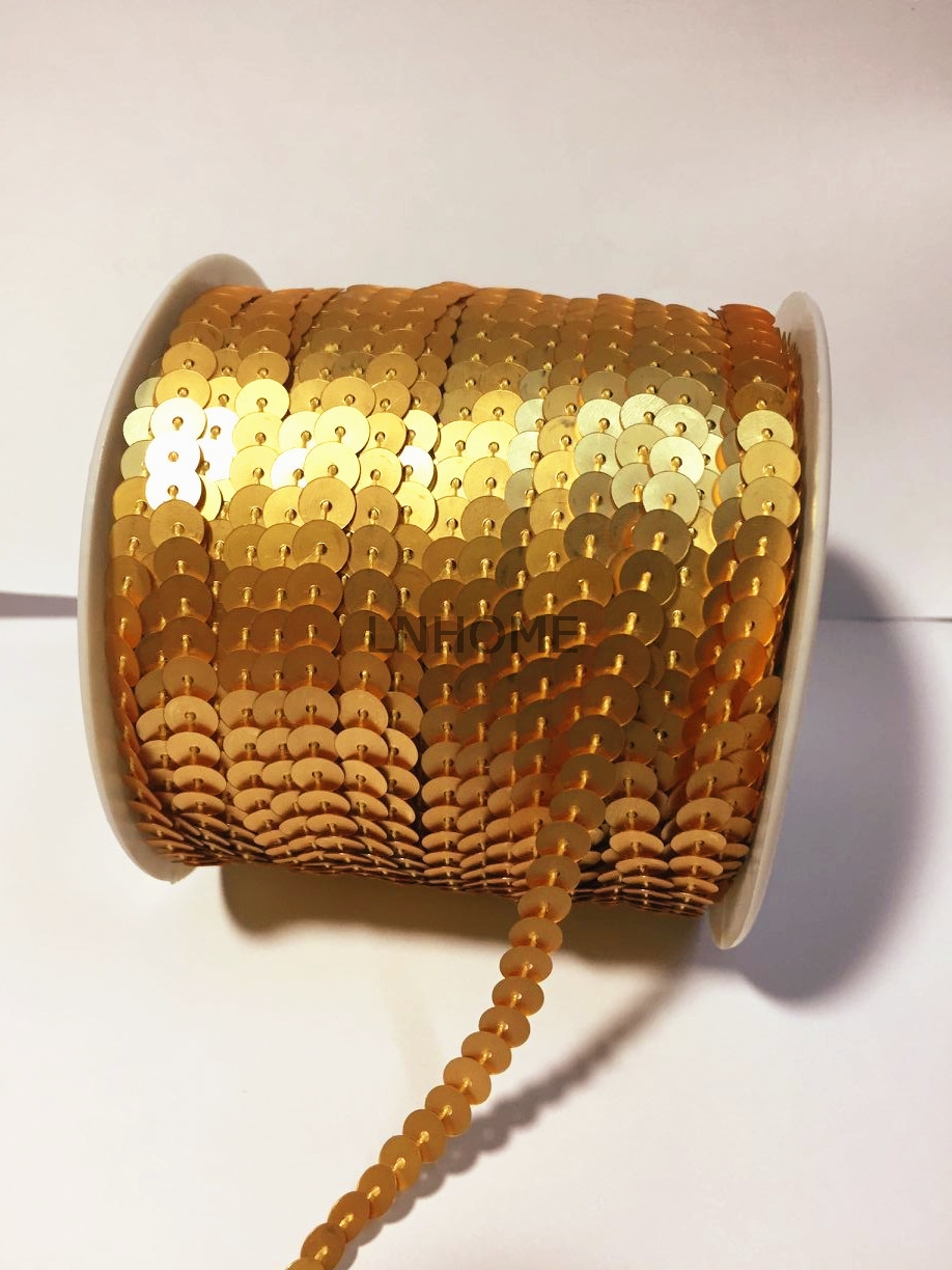 100 Yards 6Mm Doffe Gouden Pailletten Trim, Verkocht Per Pakket Van 1 Rol (100 Yards) doffe Kleur Pailletten Lint Spangles