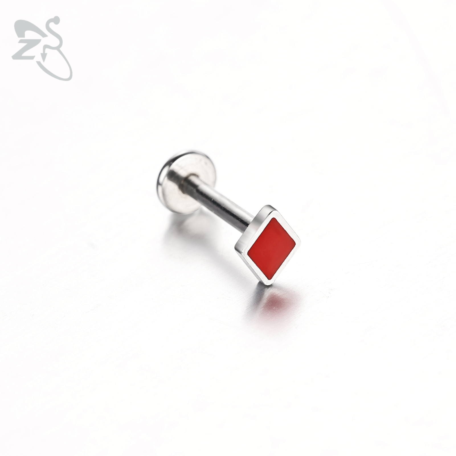ZS 1 pieza 16G Acero inoxidable Labret labio Piercing pala corazón diamante forma de Club cartílago de la oreja Tragus hélice Piercings 6MM/8MM