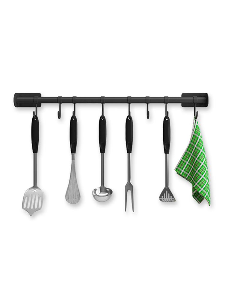 Kitchen Rail Organizer Wall Mounted Pot Bar Stainless Steel Hanging Kitchen Utensils Rack for Pans Chopping Board
