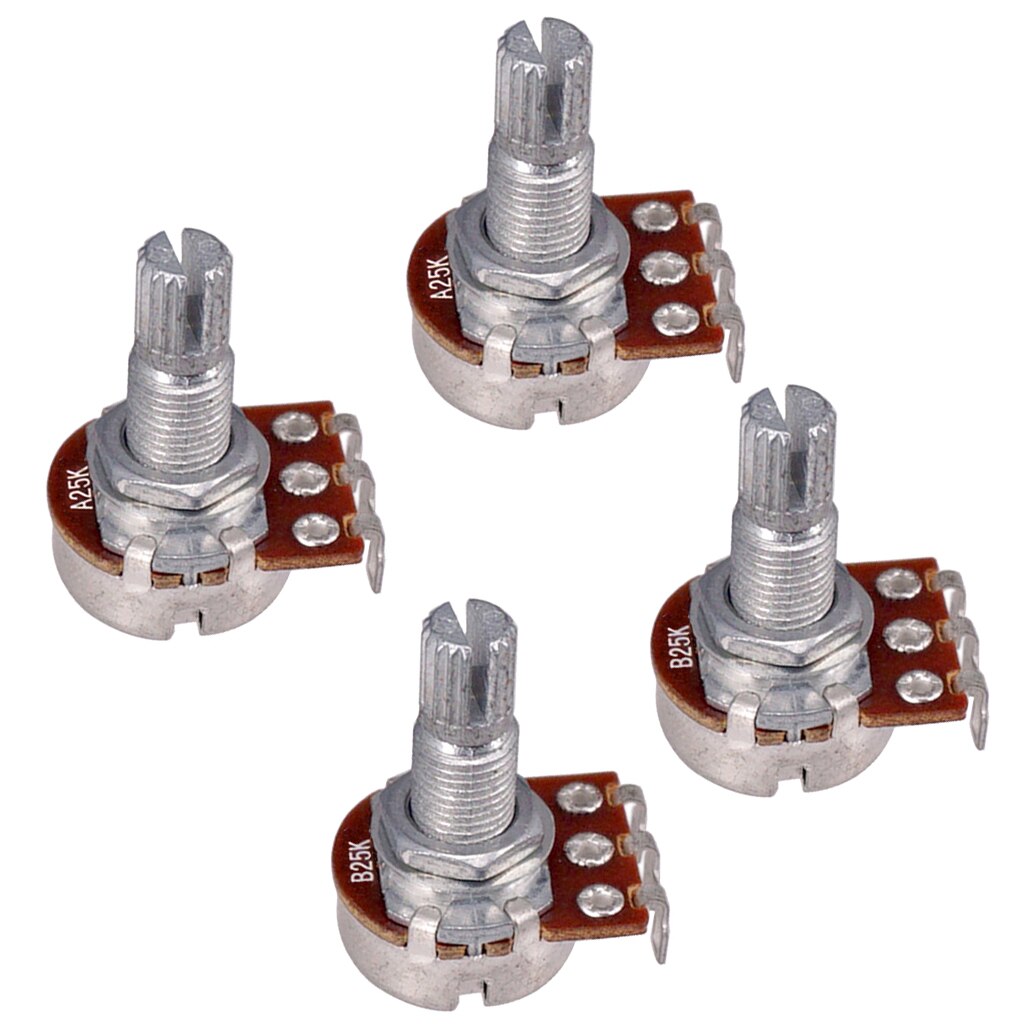 4pcs Full Size A25K / B25K Audio Tone Volume Pots Potentiometer Dia 17mm L 18mm Shaft