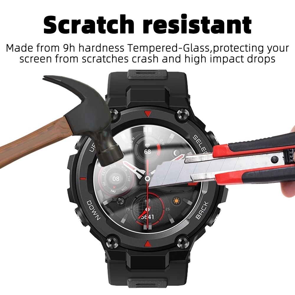 Suoja karkaistu lasi xiaomi amazfit t rex pro näytönsuoja amazfit trex t-rex pro suojalasikalvo