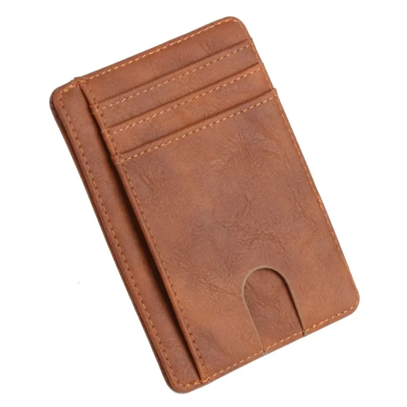 Portfel blokujący RFID Pokrowiec na wizytówki do etui Super cienkie męskie skórzane etui na karty kredytowe Portfel podróżny na karty Minimalistyczny portfel: Beżowy