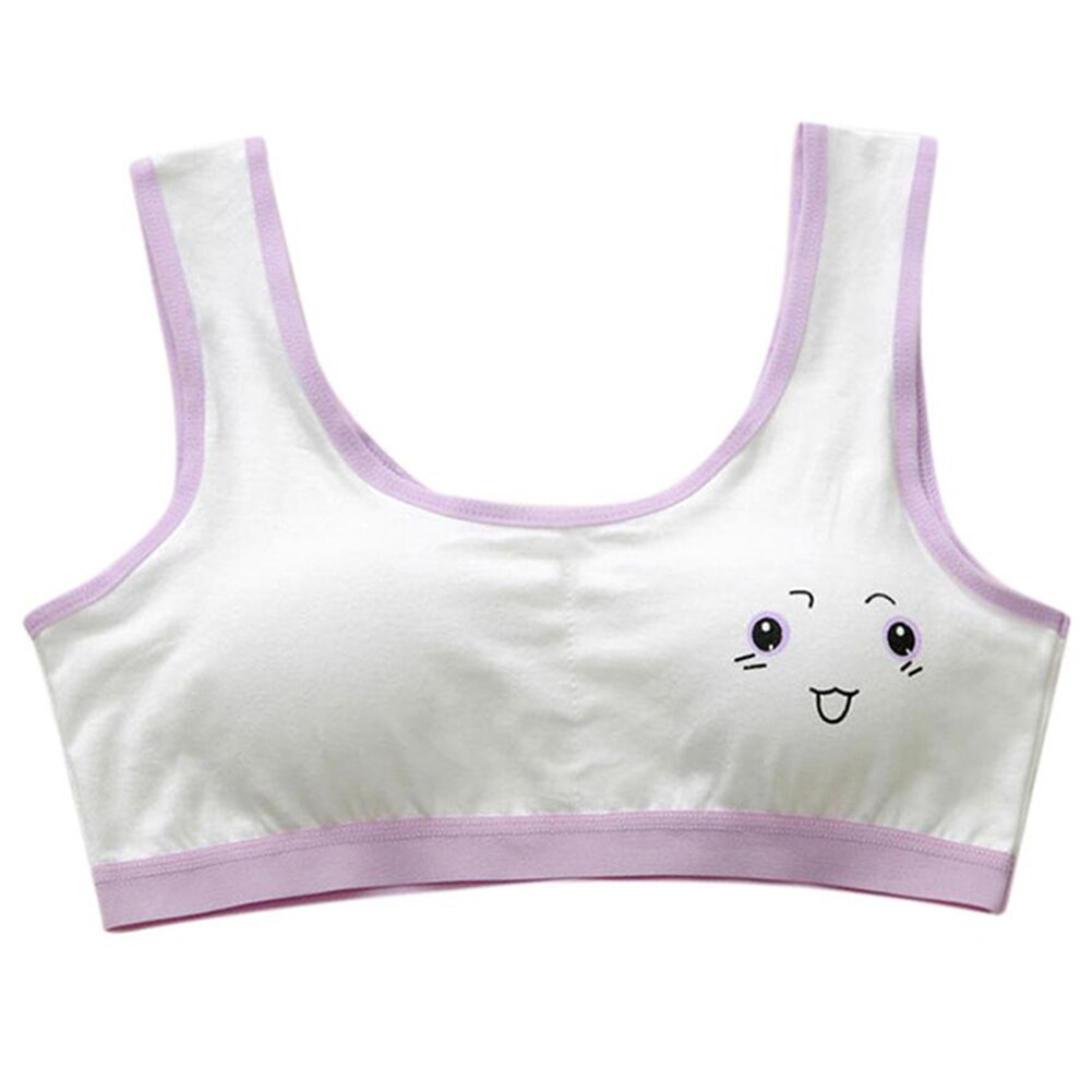 3 pièces mignon dessin animé fille soutien-gorge doux coton adolescent décontracté formation soutien-gorge pour les étudiants adolescent LBV: purple