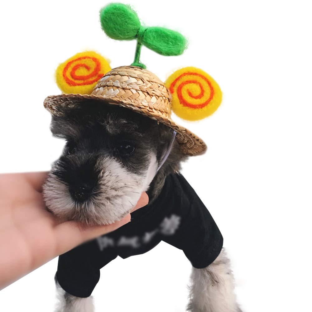 Adjustable Pet Sombrero Dog Cat Straw Hat Cute Mini Puppy Sun Bucket Cap for Small Puppy Kitten Supplies