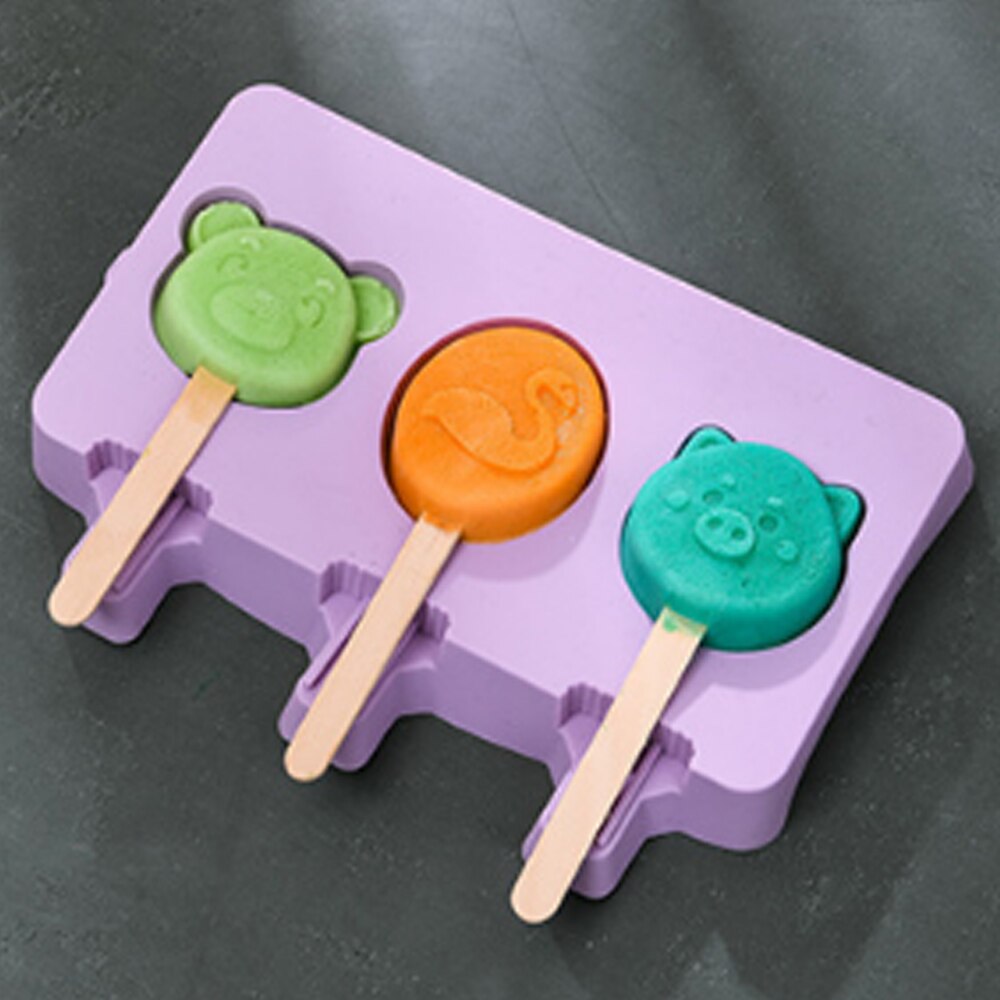 4 große Silikon Eis Formen, Popsicle Formen, Obst Eis Formen, Nachtisch Formen Und 10 Holz Stöcke,: Tier