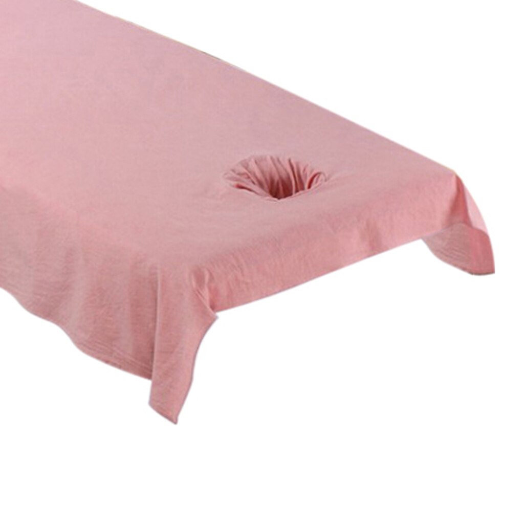 2 Stuks Wasbare Katoenen Massage Tafel Vel, Body Spa Massage Bed Voorzien Pad Cover Met Hoofd Gat-Roze