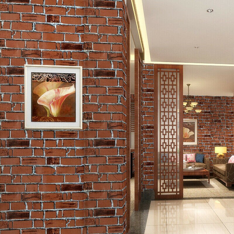 3D Brick Effect Wall Stickers Paper Brick Wallpaper Rustic Effect Self-adhesive Home Decor Sticker Tile Stickers for Wall: Coffee