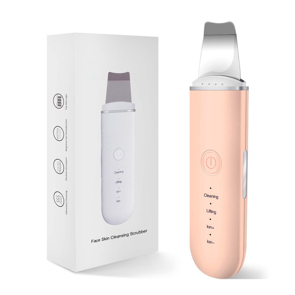 Espátula ultrasónica para la piel, limpiador Facial con vibración, eliminador de espinillas, pala de limpieza, cavitación, Peeling, Lifting Facial: Pink with box