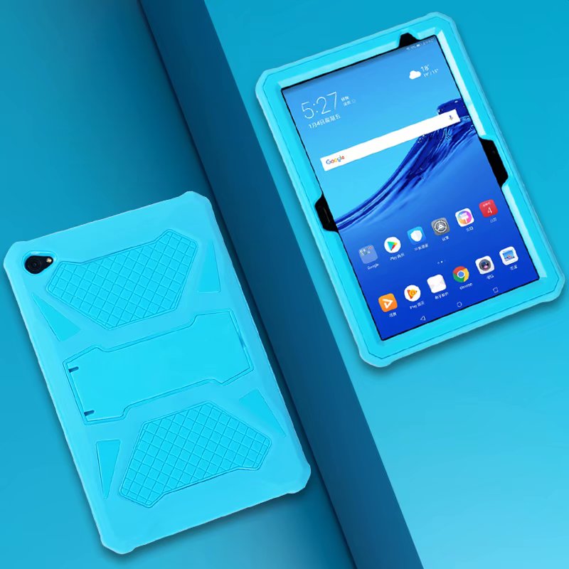 Heavy Duty Armor Case For Huawei MediaPad M5 Lite 10 PC and Silicon Cover for M5 Lite 10 BAH2-W19 BAH2-L09 BAH2-W09 10.1" + Flim: All blue