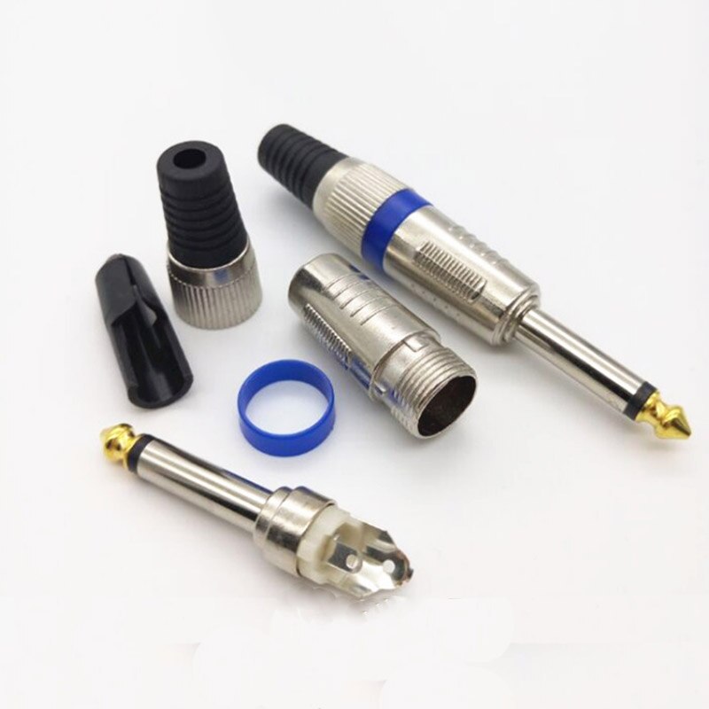 2 st 6.35mm kontakter ljudkontakt jack 6.5 förstärkare mikrofon kontakt 1/4 &quot; hankontakt till rca-honkontakt