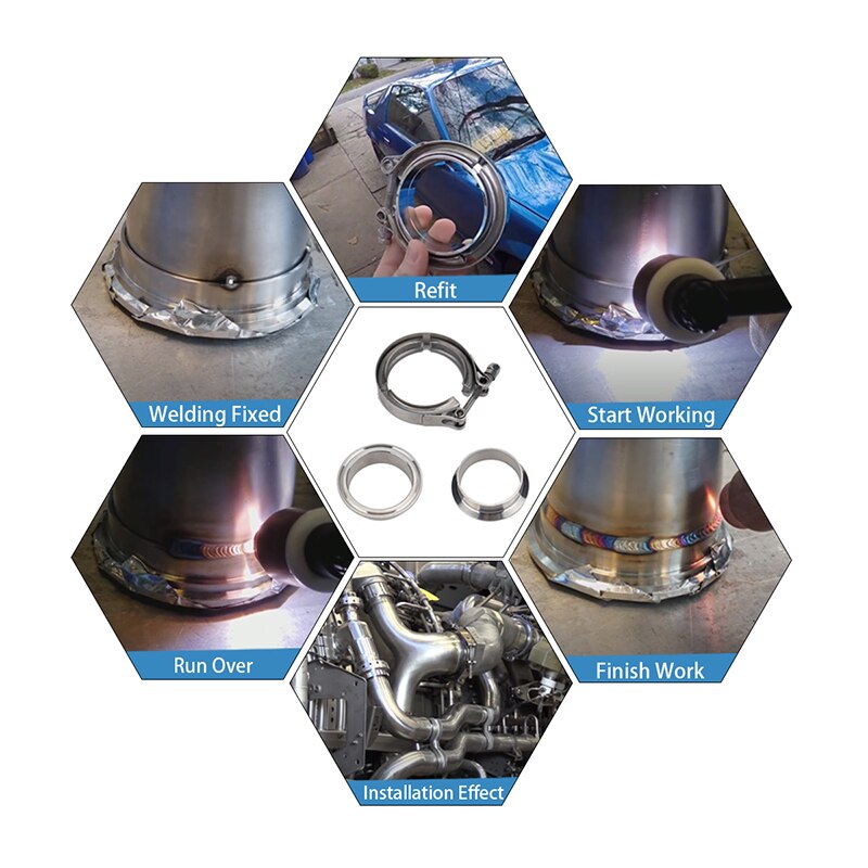 304 Rvs 2.5 "3" V-Band Klem Ijzer Flens Kit Universele Rvs V-Band turbo Uitlaat Klem