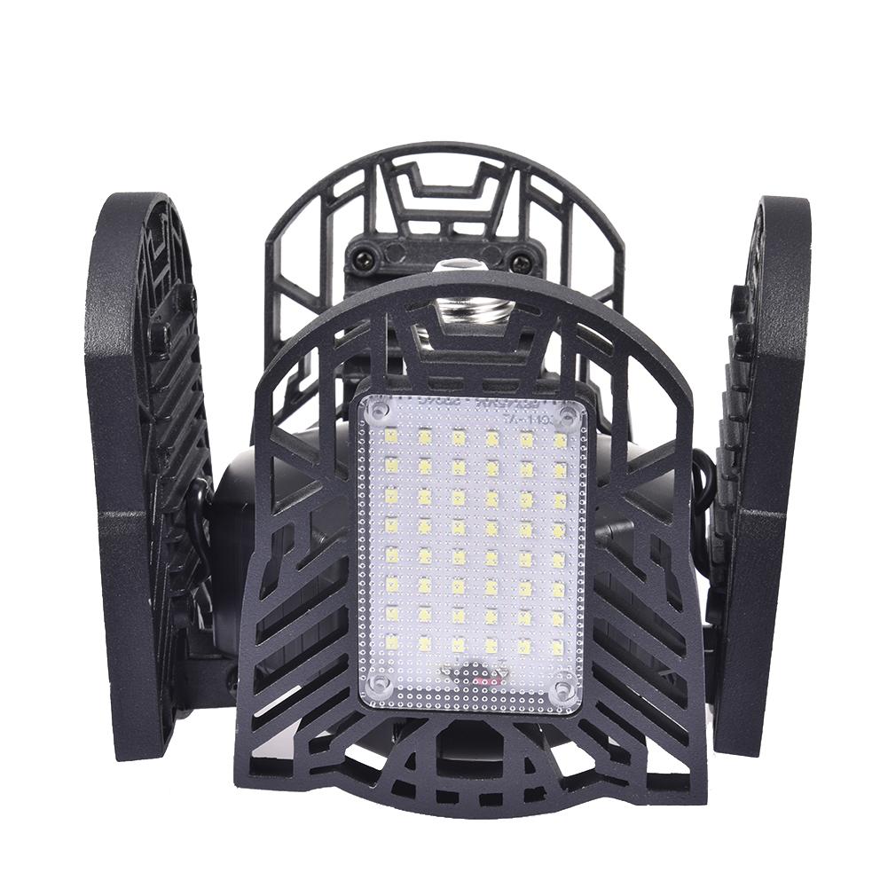 Deformable LED Garage Light 120w Super Bright Industrial Lamp With 4 Adjustable Panels E27 High Bay Light For Workshop Warehouse