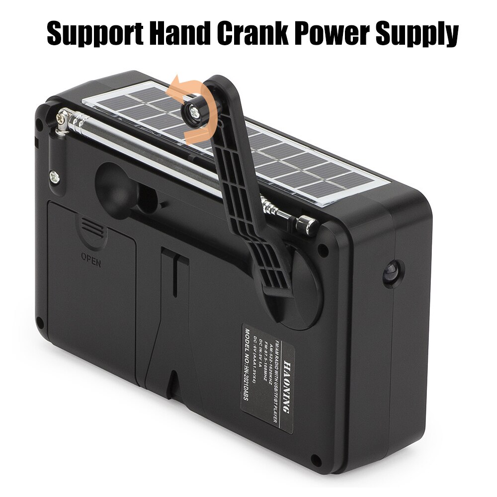 Draagbare Radio Hand Crank Am/Fm Emergency Radio Ontvanger Bluetooth Muziekspeler Met Led Zaklamp Ondersteuning Tf Card Usb spelen