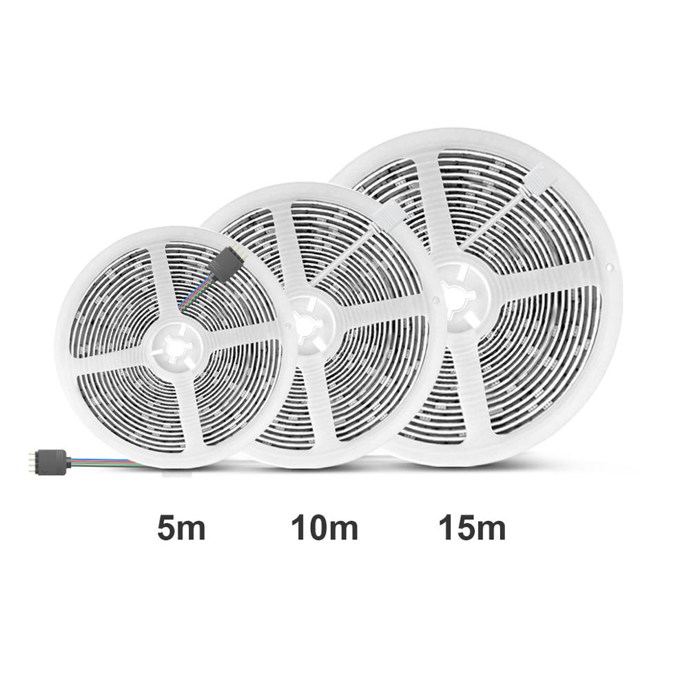 Wifi tuya smart musik led strip lys tv baggrundsbelysningssæt med alexa google home 5050 rgb dæmpbar 5m 10m 15m dc 12v stemmestyring
