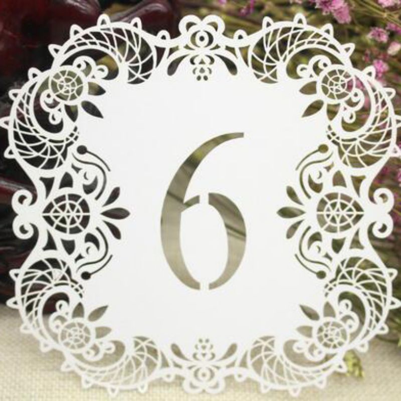 10 Uds perla papel cortado Mesa número tarjeta dirección señal lugar tarjetas boda decoración de banquetes de *