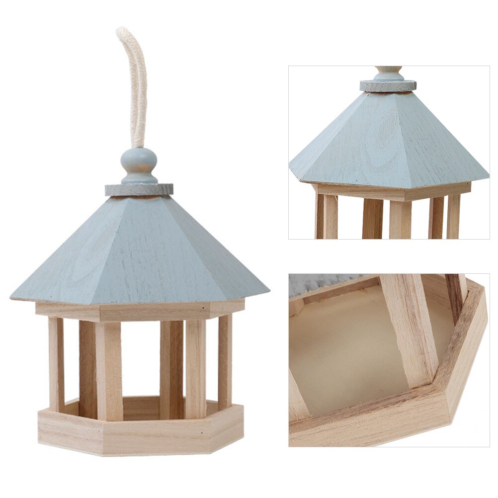 Wooden House Bird Feeder Hanging Feeding Station Hollow Bird Feeder For Garden Bird House