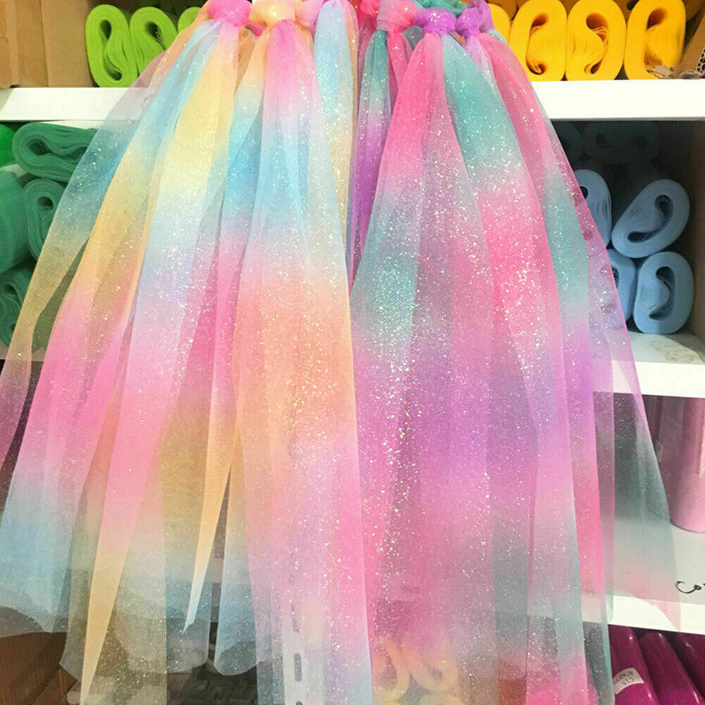 6in larghezza rotolo arcobaleno luccichio Tulle tessuto fai da te morbida rete regalo artigianale gonna tutù casa abito da sposa palcoscenico Bambola abbigliamento arredamento