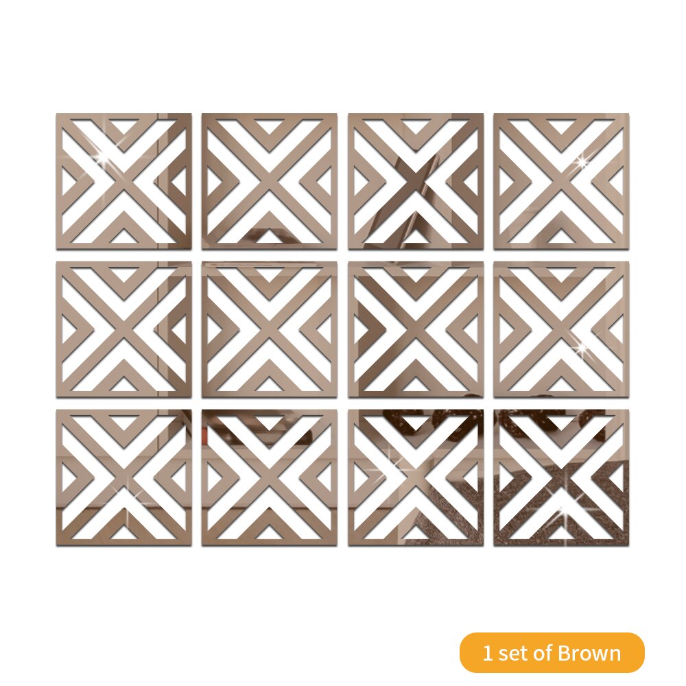 Funlife®Spiegel Aufkleber Wand Aufkleber Wasserdicht Bad Möbel Leicht zu Reinigen für Küche Home Decor Wohnzimmer Abnehmbare: brown / 28x28cmx24pcs