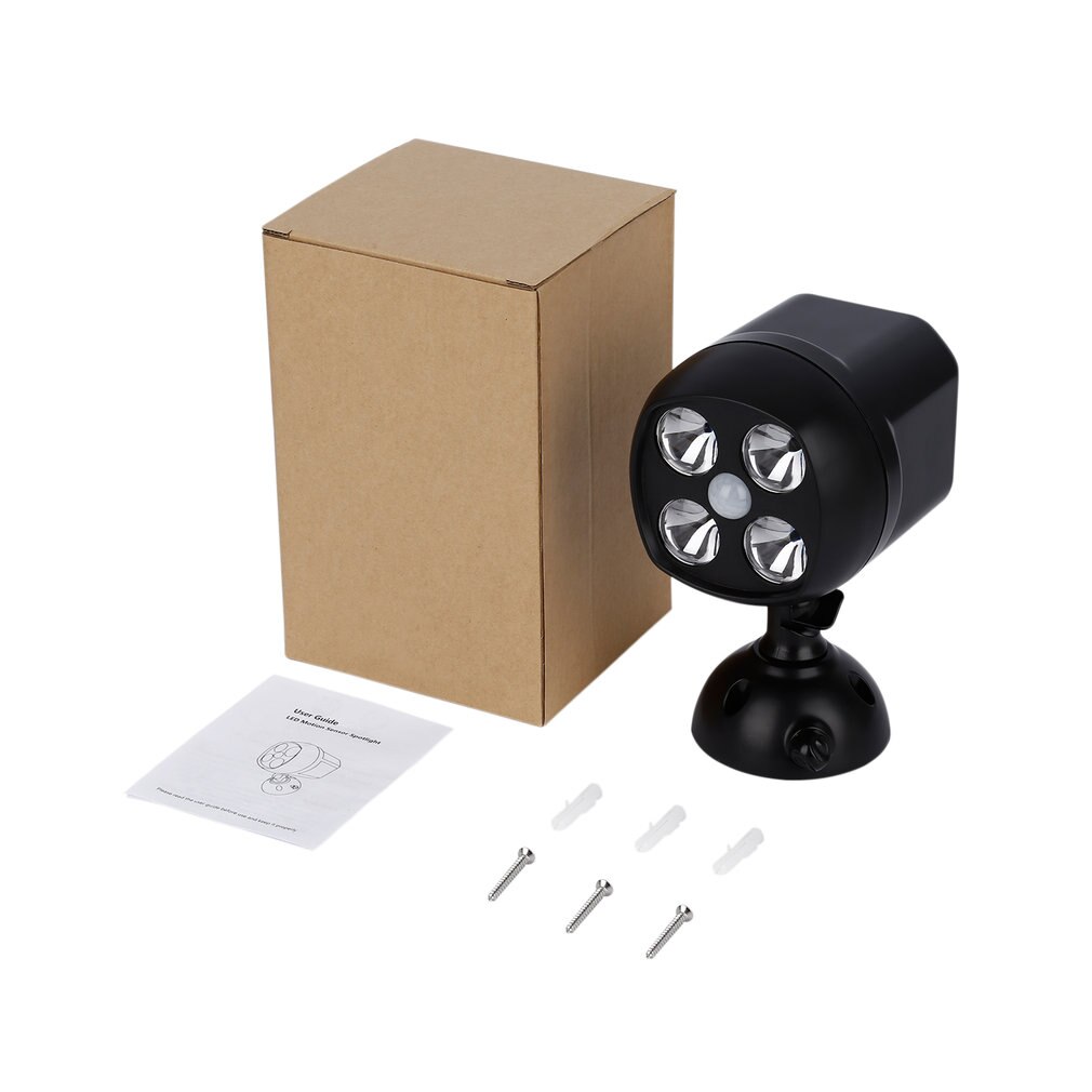 4 LEDs Motion Sensor Spotlights Lawn Garden Lamp Decor LED Light IP65 Waterproof 360 Degree Rotatable Bedroom Aisle Lamp Light