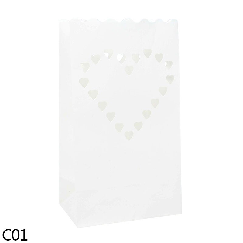 5Pcs Festival Laterne Hochzeit Geburtstag Party Dekoration Papier Kerze Tasche Herz Tee Licht Halter Für Valentine Party Dekor: C01 / 10Pcs