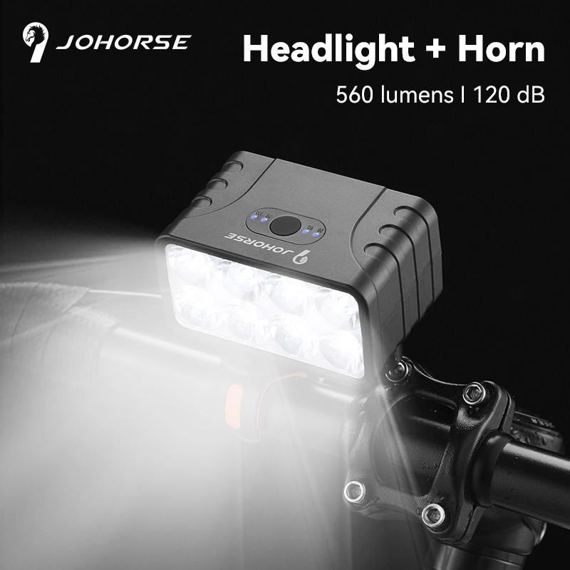 8 LED Bicycle Front Light Rechargeable Bike Light with Horn MTB Bicycle Head Lights Cycling Bike Safety Lamp for Night Riding