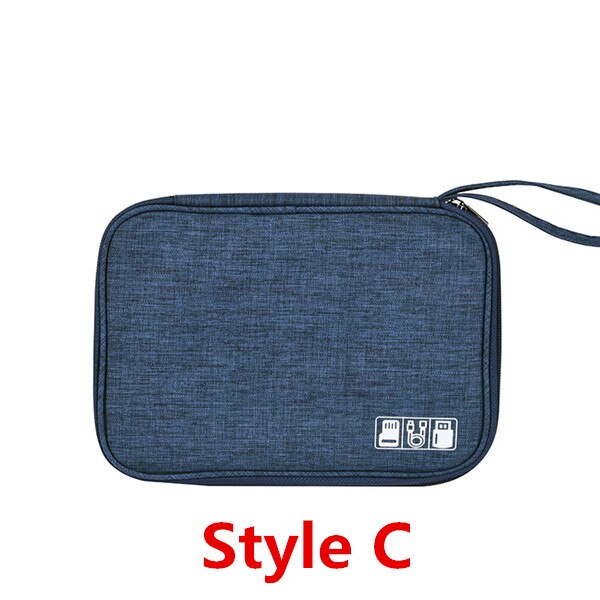 Electronics Organizer Bag - Portable Digital USB Gadget Case - Travel Charger Holder: C-Dark Blue