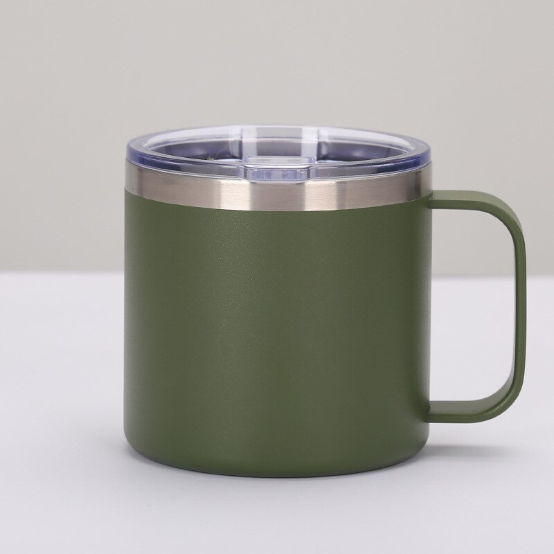 Vaso de Leche de acero inoxidable de 14oz, tazas de doble pared con aislamiento al vacío, vaso de vino de Metal con asas y tapas, taza de café deportiva: X1