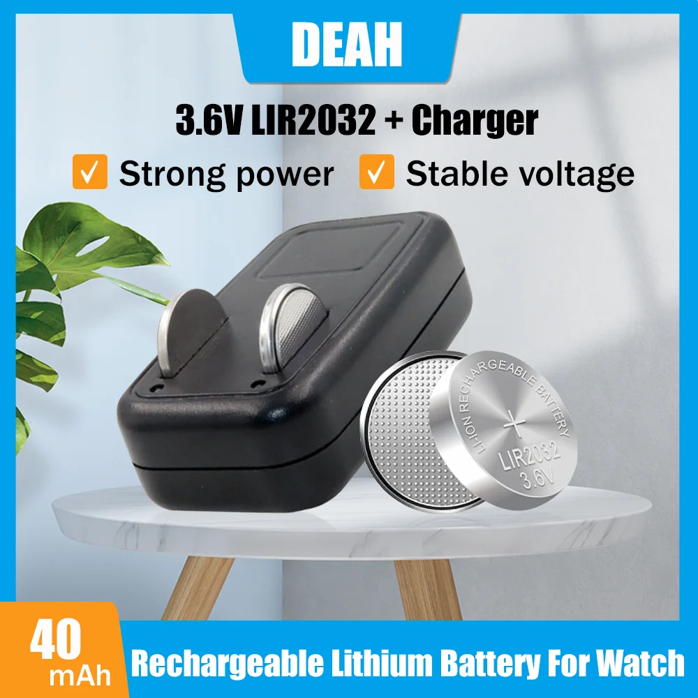 3,6 V LIR2032 ML2032 CR2032 2032 akumulator litowy z adapterem ładowarki do zegarka zabawki komputerowe kalkulator komórkowy