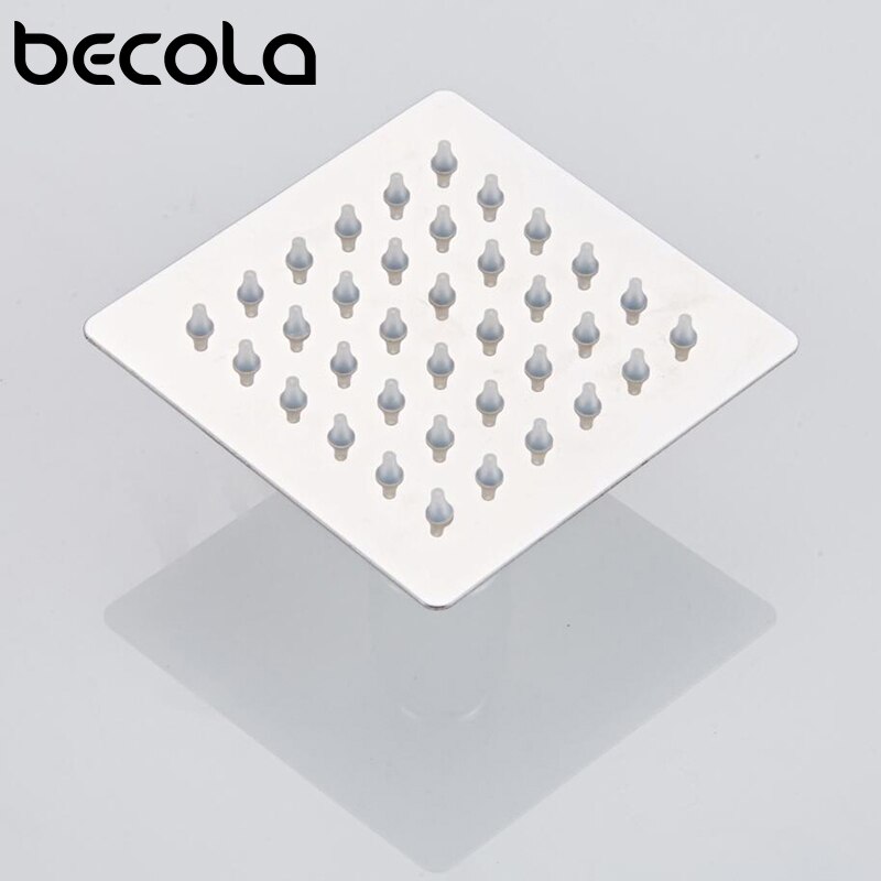 BECOLA 4 inch Rainfall Shower Head Stainless Steel Ultra-thin Showerheads Rain Shower Chrome Finish Round & Square: square