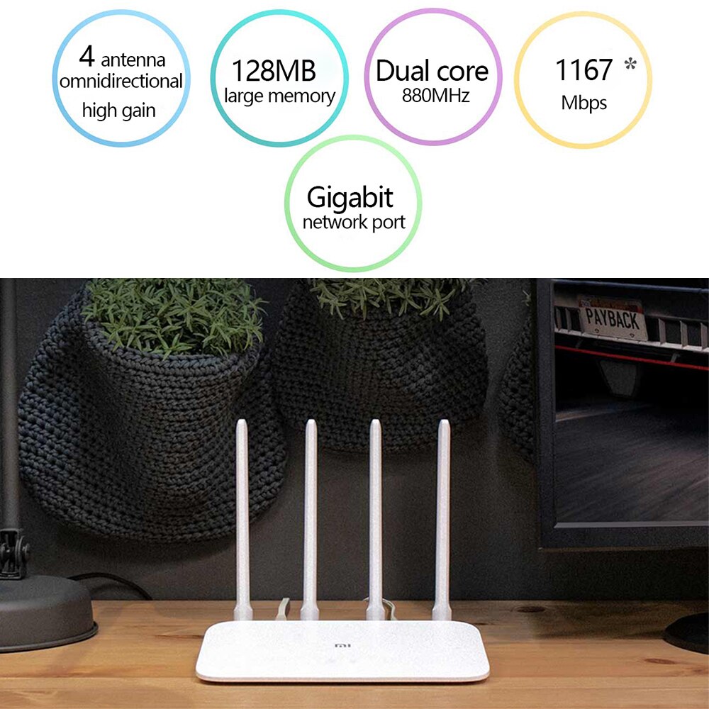 Xiaomi – routeur 4A édition Gigabit, 1000M 100M 5GHz 2.4GHz WiFi ROM 16MB DDR3 64MB 128MB, 4 antennes à Gain élevé, télécommande avec application Mi