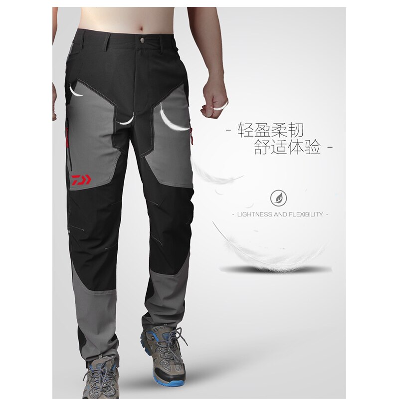 Men Outdoor Fishing Pants Anti-static Anti-UV Quick Drying Breathable Pants Sportswear Fishing Clothing Casual Sports Trousers: Gray / L