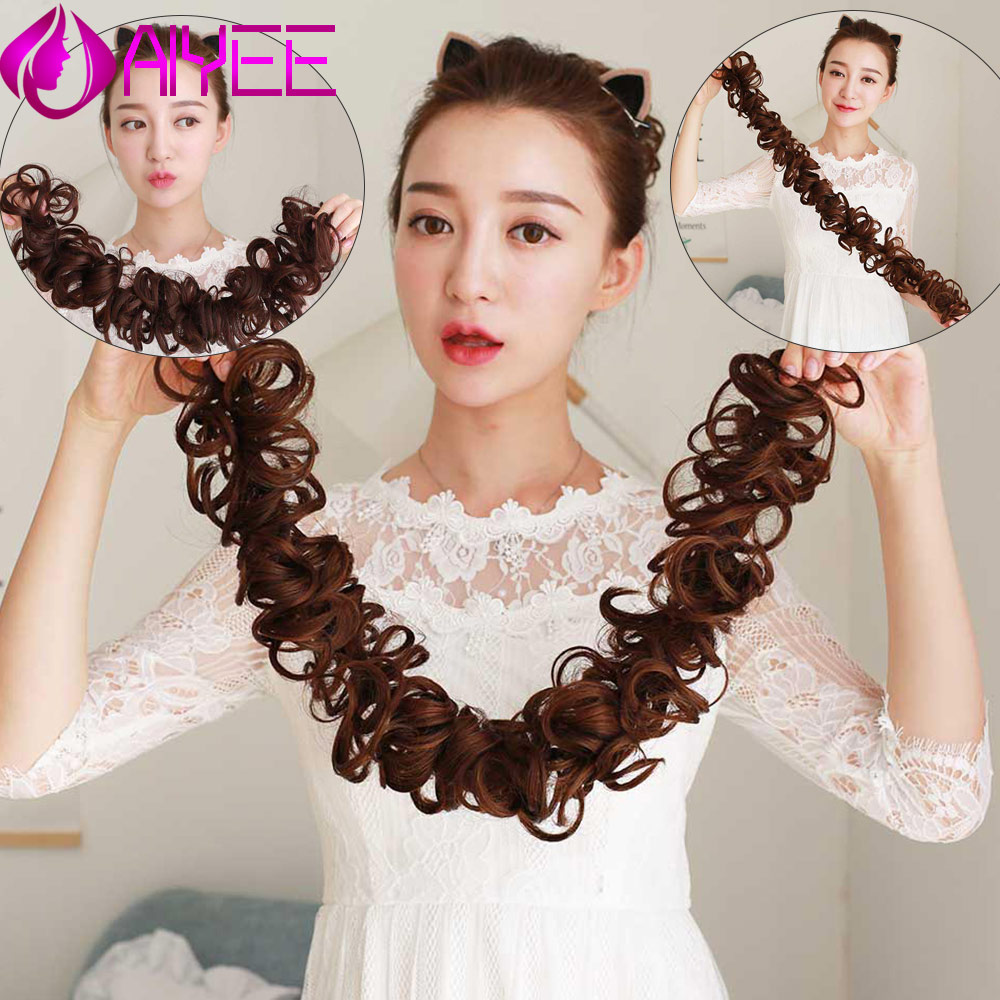AIYEE bobinado sintético desordenado Chignon Garry Color marrón moño almohadilla elástica cuerda de goma para cabello banda para el cabello diadema para la boda