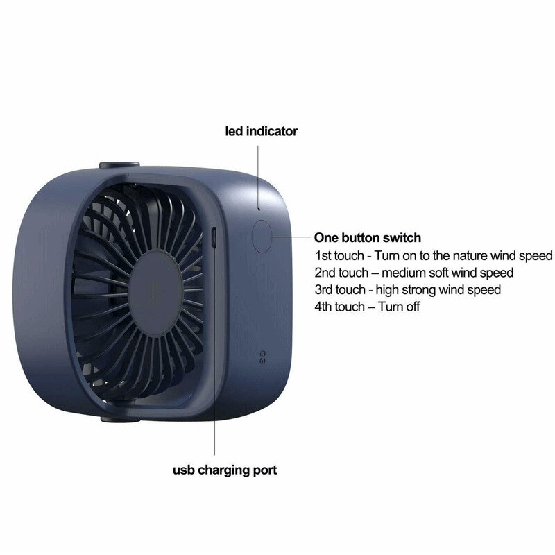 USB Personal Mini Fan Cooler Portable Quiet Desktop Desk Silent PC Outdoor Office 3 Speed Cooling Fan